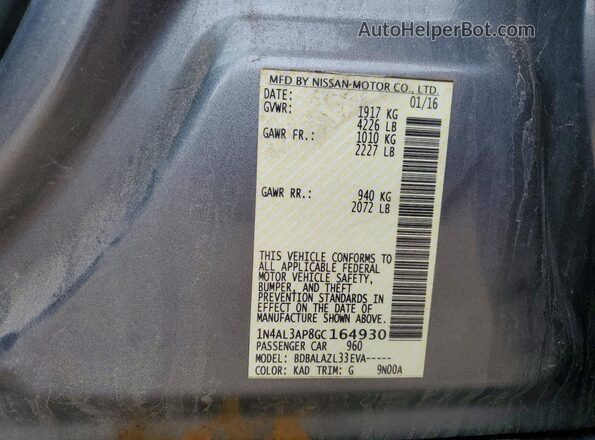 1N4AL3AP8GC164930 2016 NISSAN ALTIMA Gray 