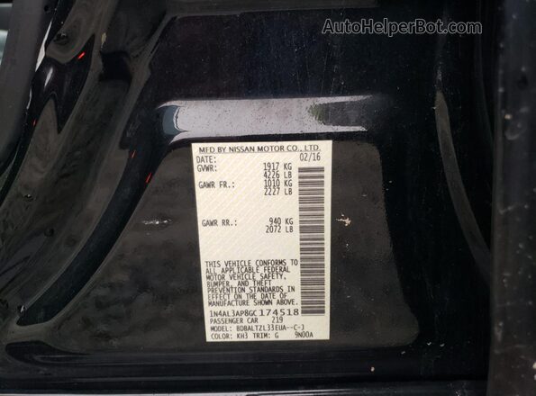 1N4AL3AP8GC174518 2016 NISSAN ALTIMA Black Widok komory silnika