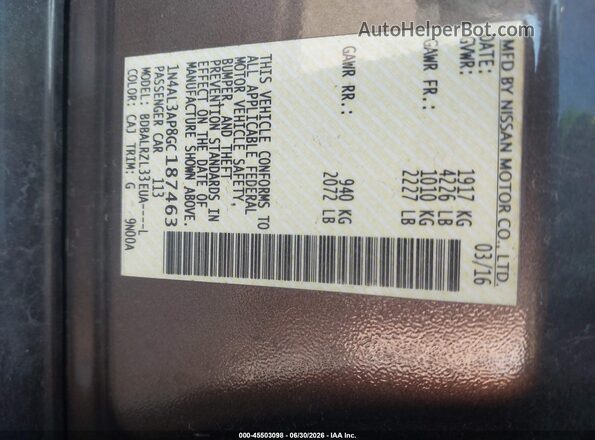 1N4AL3AP8GC187463 2016 NISSAN ALTIMA Gray Շարժիչի բաժամունքի տեսք