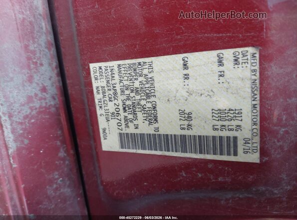 1N4AL3AP8GC206707 2016 NISSAN ALTIMA Red Vista del compartimento del motor