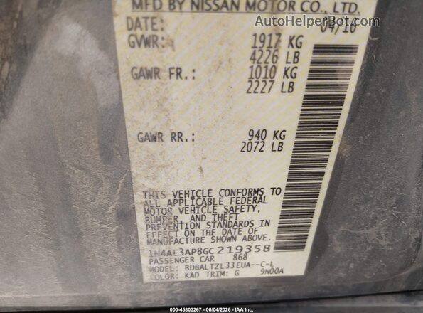 1N4AL3AP8GC219358 2016 NISSAN ALTIMA Gray 
