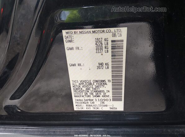 1N4AL3AP8HC110903 2017 NISSAN ALTIMA Black Շարժիչի բաժամունքի տեսք