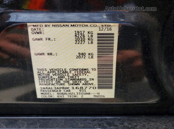 1N4AL3AP8HC168770 2017 NISSAN ALTIMA Black 