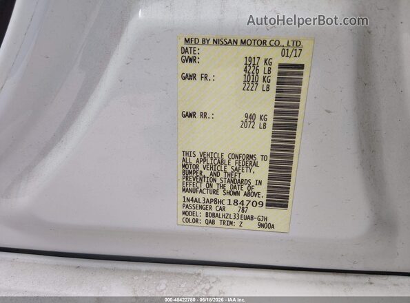 1N4AL3AP8HC184709 2017 NISSAN ALTIMA White Widok komory silnika