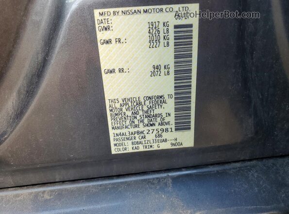 1N4AL3AP8HC275981 2017 NISSAN ALTIMA Gray 