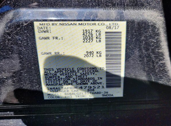 1N4AL3AP8HC479521 2017 NISSAN ALTIMA Black Вид підкапотного простору