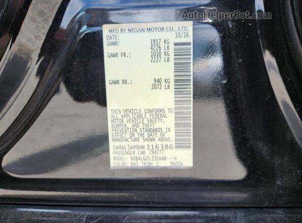 1N4AL3AP8HN316386 2017 NISSAN ALTIMA Black Engine compartment view