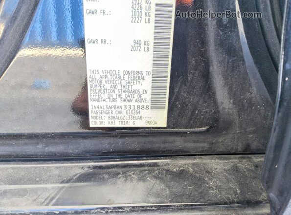 1N4AL3AP8HN331888 2017 NISSAN ALTIMA Black Widok komory silnika