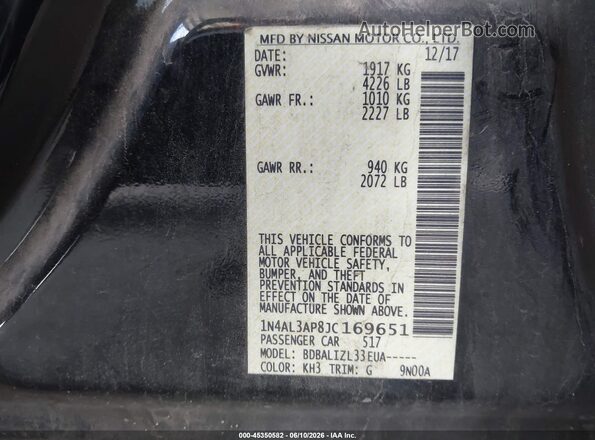 1N4AL3AP8JC169651 2018 NISSAN ALTIMA Black 