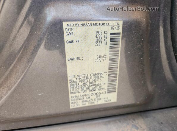 1N4AL3AP8JC200543 2018 NISSAN ALTIMA Gray 