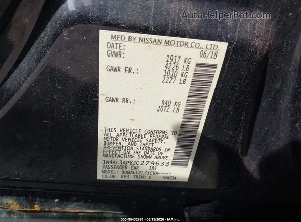 1N4AL3AP8JC279633 2018 NISSAN ALTIMA Black Widok komory silnika