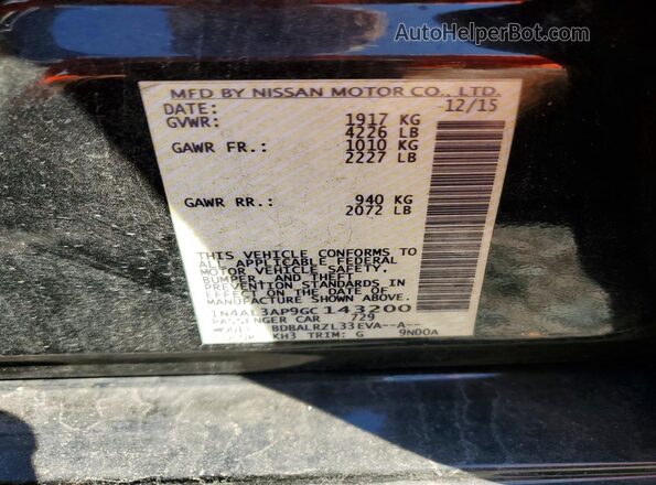 1N4AL3AP9GC143200 2016 NISSAN ALTIMA Black ძრავის განყოფილების ხედი