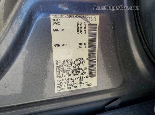 1N4AL3AP9GC224276 2016 NISSAN ALTIMA Gray Շարժիչի բաժամունքի տեսք