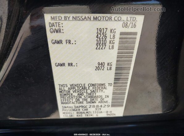 1N4AL3AP9GC288429 2016 NISSAN ALTIMA Black Շարժիչի բաժամունքի տեսք