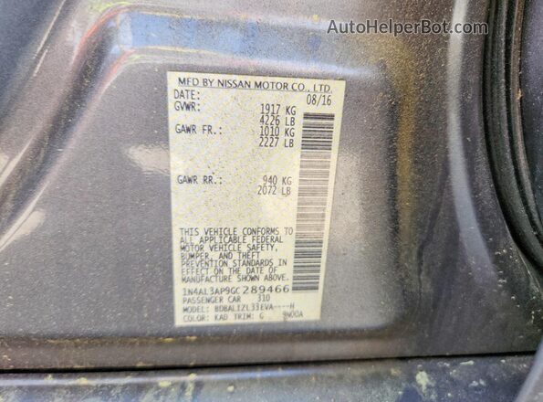 1N4AL3AP9GC289466 2016 NISSAN ALTIMA Gray Вид підкапотного простору