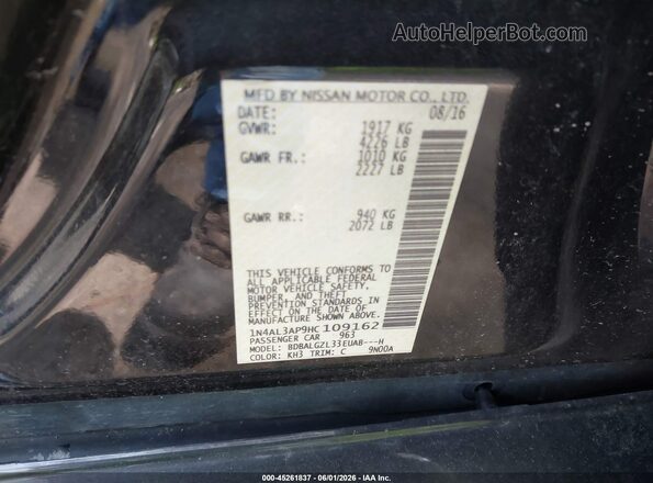 1N4AL3AP9HC109162 2017 NISSAN ALTIMA Black Vista del compartimento del motor