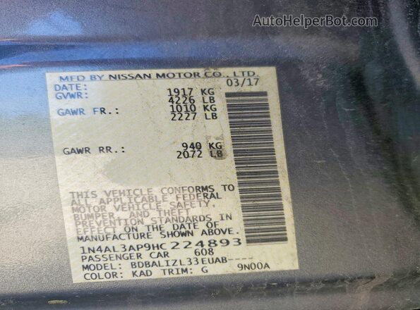 1N4AL3AP9HC224893 2017 NISSAN ALTIMA Gray 