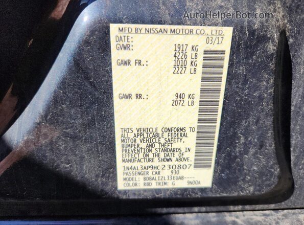 1N4AL3AP9HC230807 2017 NISSAN ALTIMA Charcoal Engine compartment view