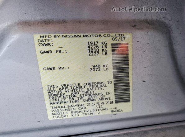 1N4AL3AP9HC255478 2017 NISSAN ALTIMA Silver 