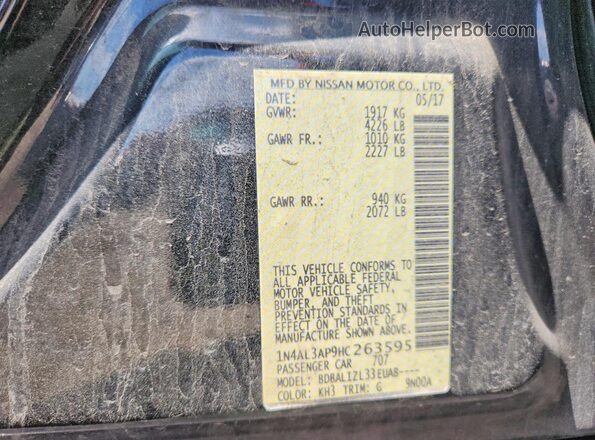 1N4AL3AP9HC263595 2017 NISSAN ALTIMA Черный Вид подкапотного пространства