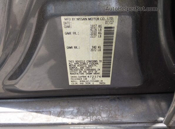 1N4AL3AP9HC472576 2017 NISSAN ALTIMA Black Widok komory silnika