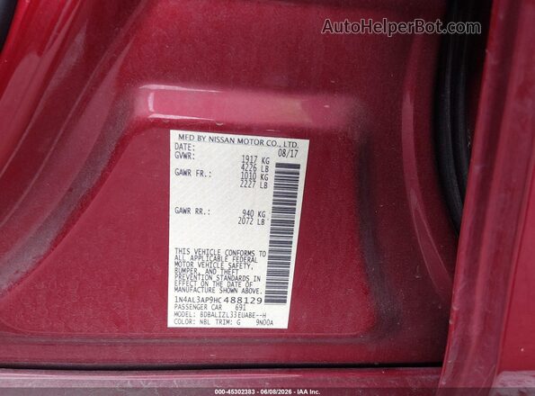 1N4AL3AP9HC488129 2017 NISSAN ALTIMA Red 