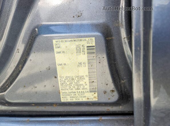 1N4AL3AP9HN344634 2017 NISSAN ALTIMA Gray Vista del compartimento del motor