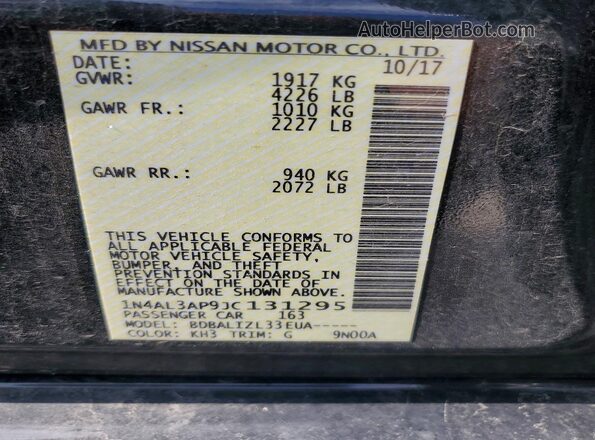 1N4AL3AP9JC131295 2018 NISSAN ALTIMA Black Widok komory silnika