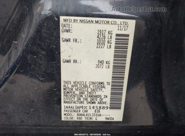 1N4AL3AP9JC145889 2018 NISSAN ALTIMA Dark Blue ძრავის განყოფილების ხედი