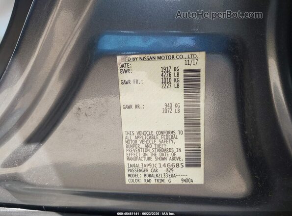 1N4AL3AP9JC146685 2018 NISSAN ALTIMA Gray Vista del compartimento del motor