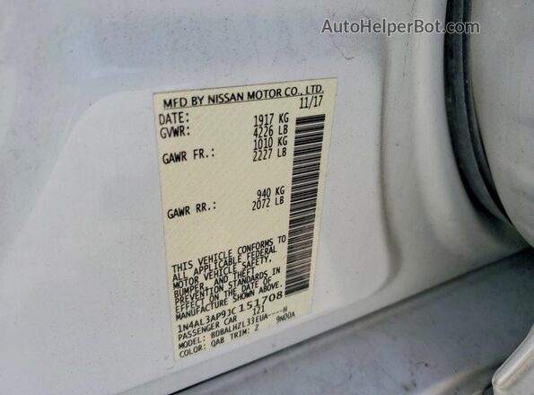 1N4AL3AP9JC151708 2018 NISSAN ALTIMA White Engine compartment view
