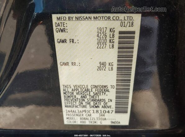 1N4AL3AP9JC181047 2018 NISSAN ALTIMA Gray Widok komory silnika