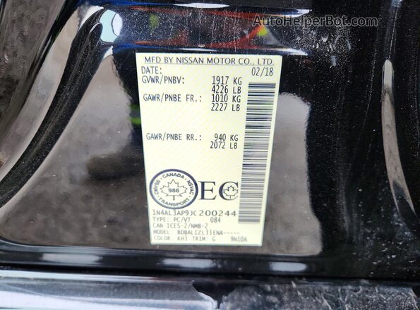 1N4AL3AP9JC200244 2018 NISSAN ALTIMA Black Engine compartment view