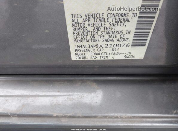 1N4AL3AP9JC210076 2018 NISSAN ALTIMA Gray Շարժիչի բաժամունքի տեսք
