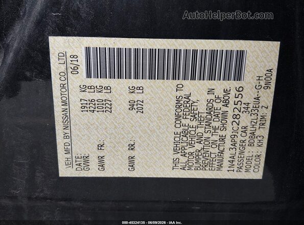 1N4AL3AP9JC282556 2018 NISSAN ALTIMA Black Vista del compartimento del motor