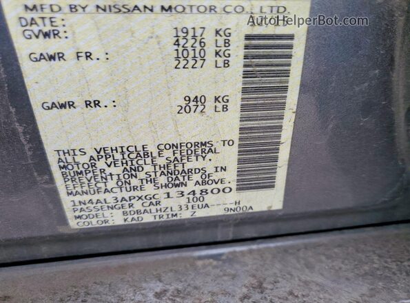 1N4AL3APXGC134800 2016 NISSAN ALTIMA Gray 