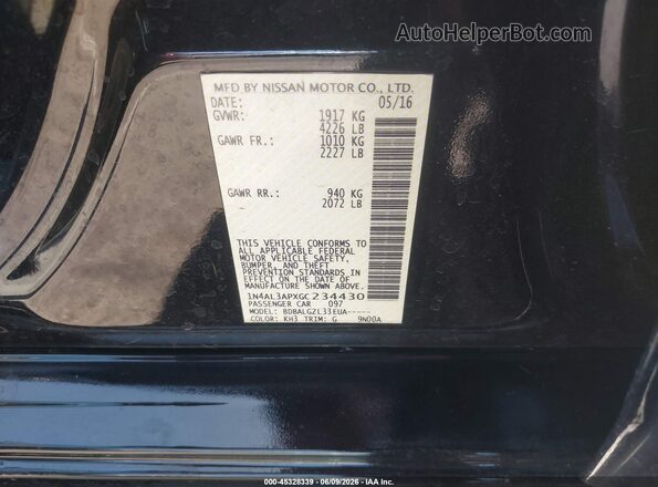 1N4AL3APXGC234430 2016 NISSAN ALTIMA Black Շարժիչի բաժամունքի տեսք