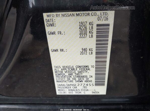 1N4AL3APXGC277455 2016 NISSAN ALTIMA Black Engine compartment view