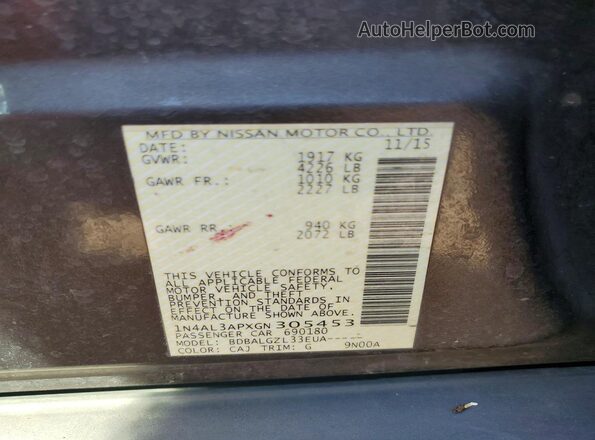 1N4AL3APXGN305453 2016 NISSAN ALTIMA Gray Widok komory silnika