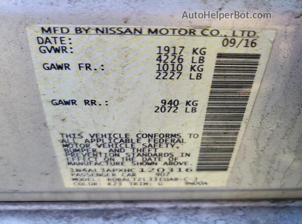 1N4AL3APXHC120316 2017 NISSAN ALTIMA Silver 