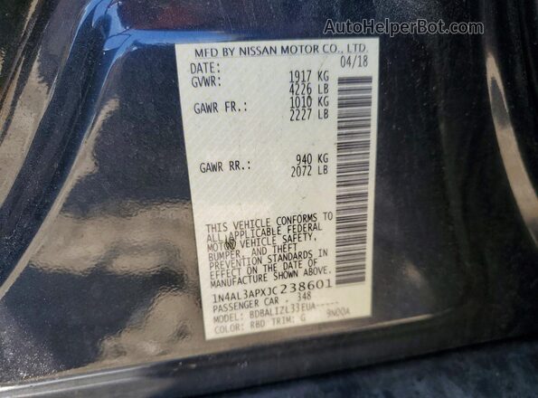 1N4AL3APXJC238601 2018 NISSAN ALTIMA Charcoal 