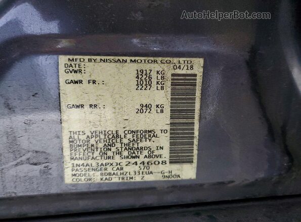1N4AL3APXJC244608 2018 NISSAN ALTIMA Gray 