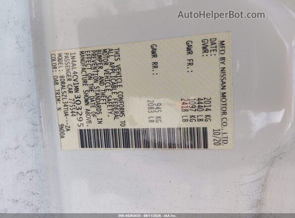 1N4AL4CV1MN303295 2021 NISSAN ALTIMA Белый Вид подкапотного пространства