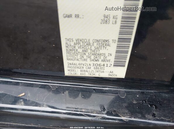 1N4AL4FV2LN306412 2020 NISSAN ALTIMA Black Շարժիչի բաժամունքի տեսք