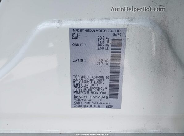 1N4AZ1BV1PC562948 2023 NISSAN LEAF White 