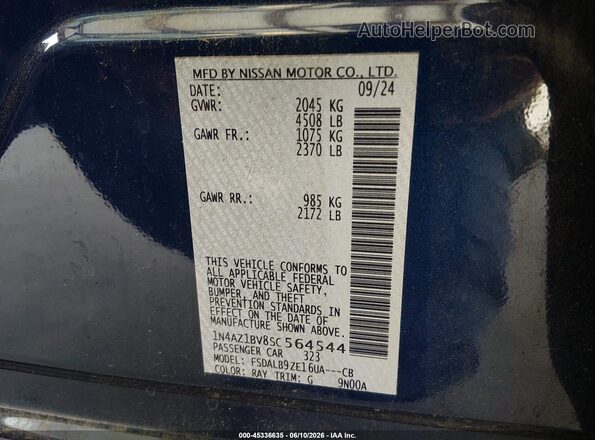 1N4AZ1BV8SC564544 2025 NISSAN LEAF Синий Вид подкапотного пространства