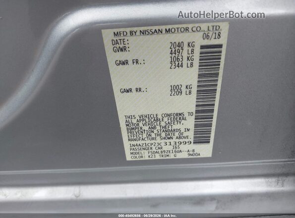 1N4AZ1CP2JC313999 2018 NISSAN LEAF Серебряный Вид подкапотного пространства