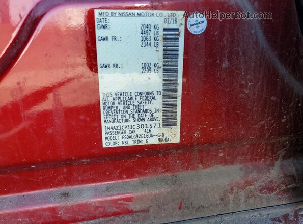 1N4AZ1CP3JC301571 2018 NISSAN LEAF Red 