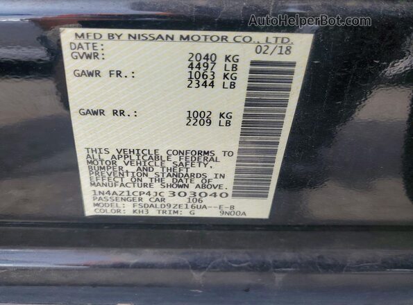 1N4AZ1CP4JC303040 2018 NISSAN LEAF Black 