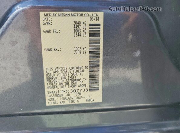 1N4AZ1CPXJC307738 2018 NISSAN LEAF Gray Vista del compartimento del motor